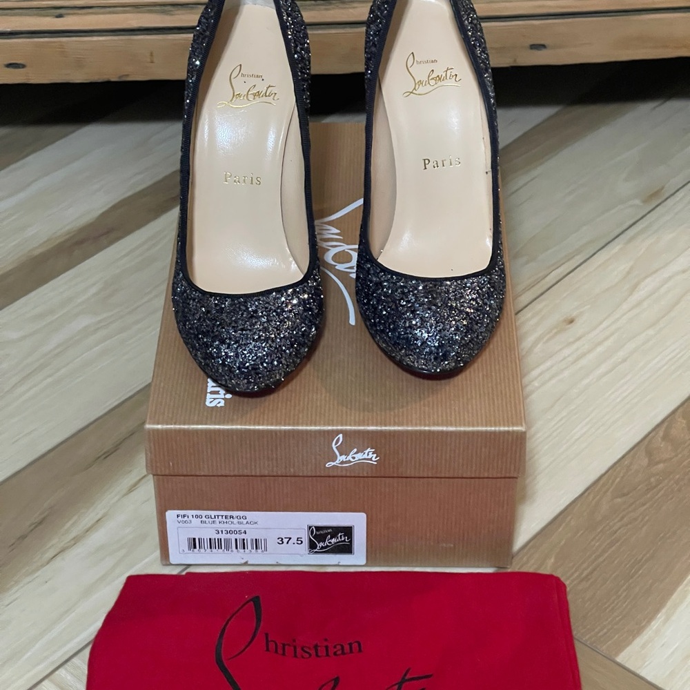 Christian Louboutin Glittery Black Heels